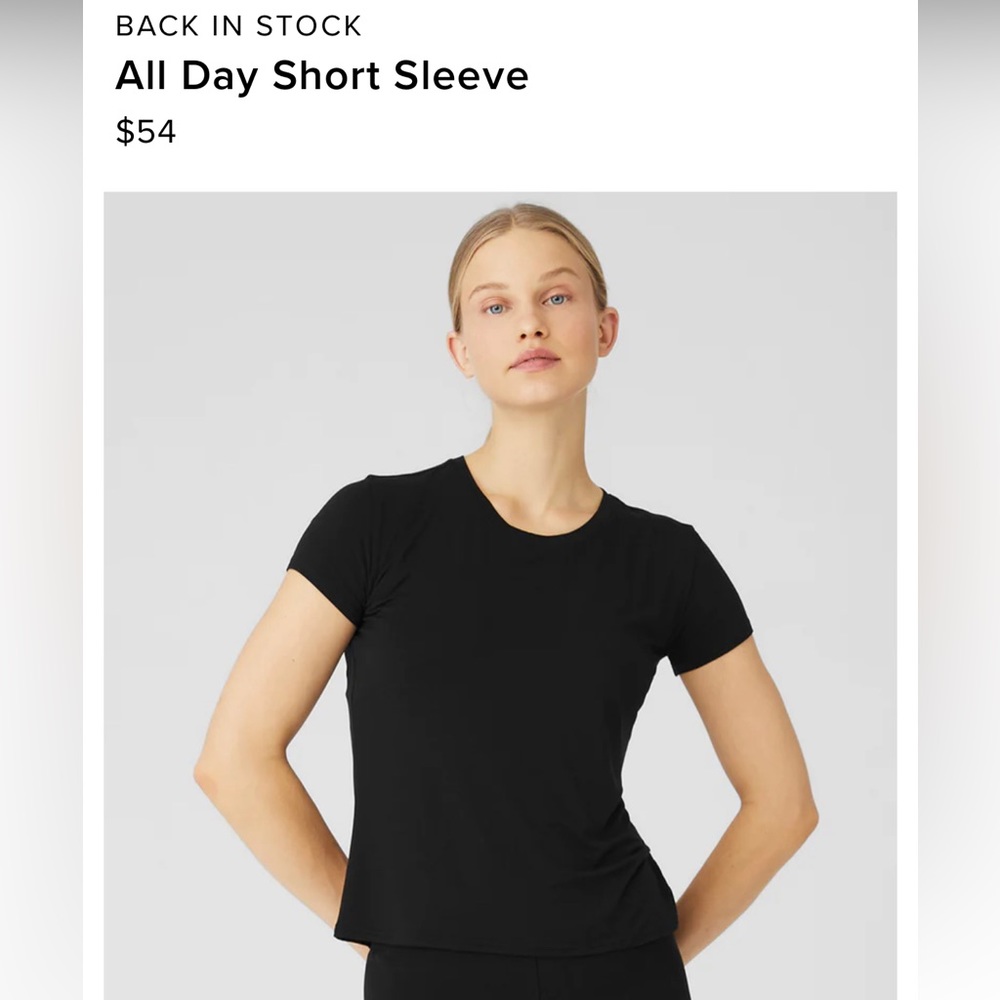 Alo “All Day short sleeve” black workout top women’s LIKE NEW size small